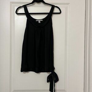 Women's Black Silky Tank Top / Camisole with Side Tie - MEDIUM